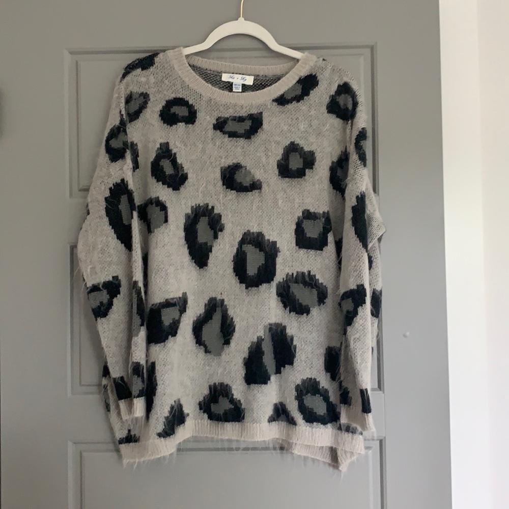She and Sky Cheetah Print Sweater